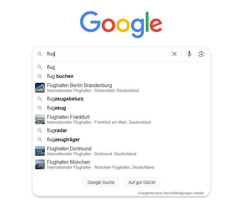 Wyniki wyszukiwania stron w niemieckim Google