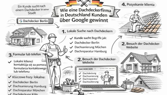 Strona internetowa dla firmy dachowej w Niemczech - jak zdobywać klientów z Google
