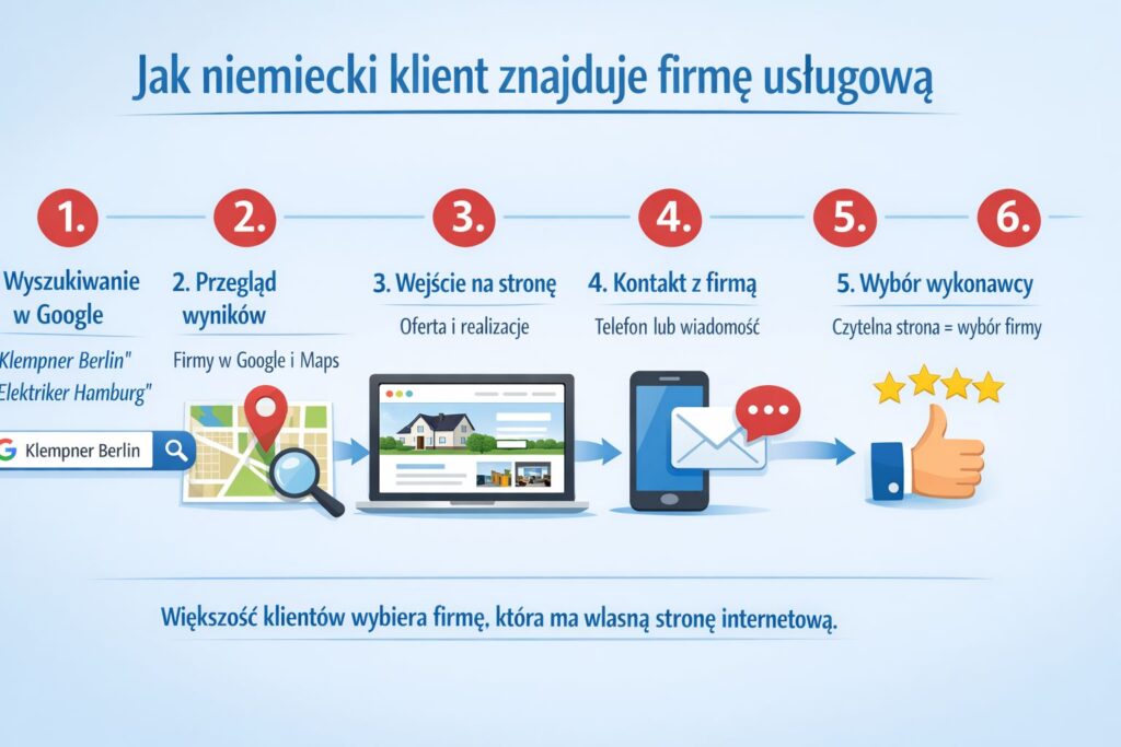 jak niemiecki klient znajduje firmę usługową w internecie